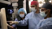 Columbia Structural Heart and Valve Center team review imaging on monitor