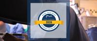 2026 Mitral valve award sticker with surgeon in the OR background